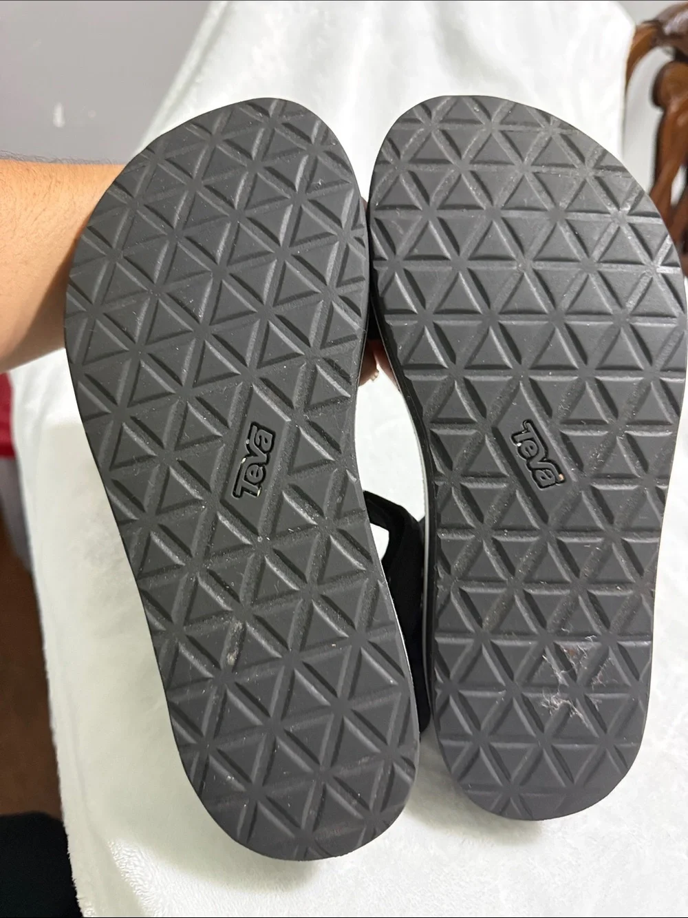 Teva Black Platform Sandals with White Midsole Stripe